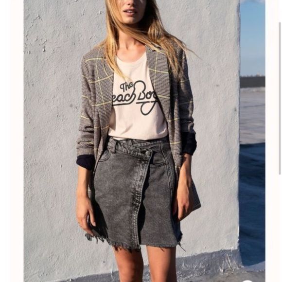 Free People Parker Wrap Skirt Fray Hem Denim Skirt 30 - Picture 1 of 5